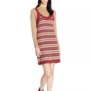 NWT SDL Pink Red Maple Fair Isle Knit Stripe Sweater Mini Tank Shift Dress M